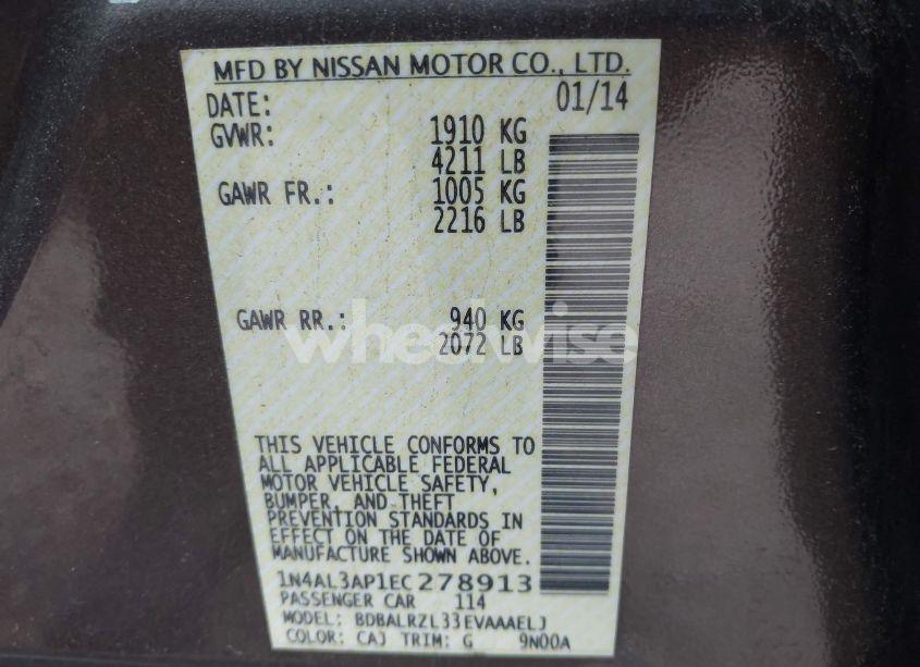 Photo 9 of 2014 Nissan Altima 2.5 S (VIN 1N4AL3AP1EC278913)