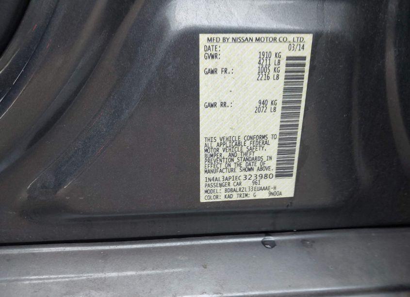 Photo 9 of 2014 Nissan Altima 2.5 S (VIN 1N4AL3AP1EC323980)