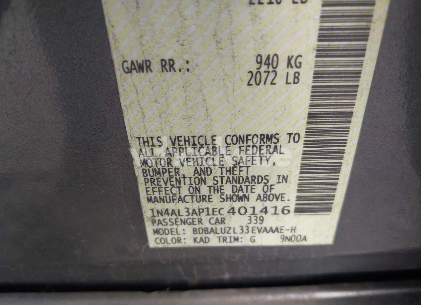 Photo 9 of 2014 Nissan Altima 2.5 SV (VIN 1N4AL3AP1EC401416)