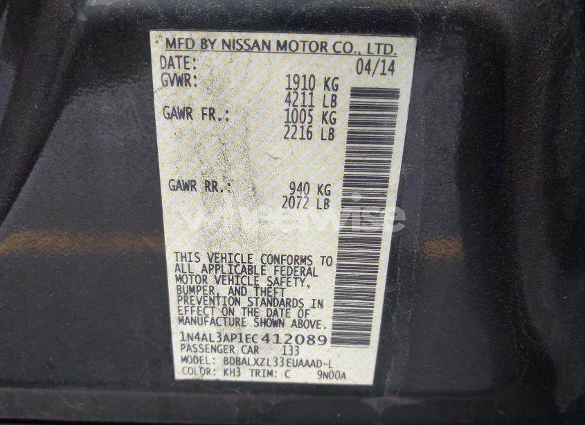 Photo 9 of 2014 Nissan Altima 2.5 SL (VIN 1N4AL3AP1EC412089)