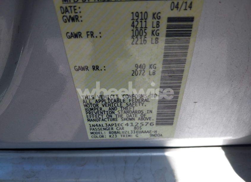 Photo 9 of 2014 Nissan Altima 2.5 SV (VIN 1N4AL3AP1EC412576)