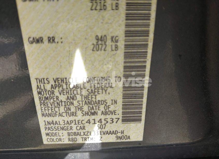 Photo 9 of 2014 Nissan Altima 2.5 SL (VIN 1N4AL3AP1EC414537)