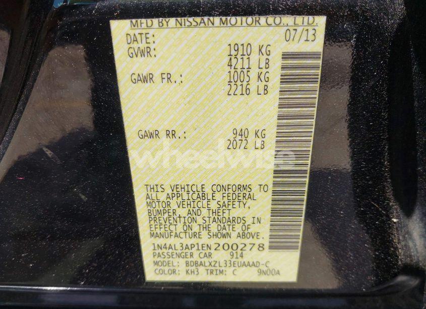 Photo 9 of 2014 Nissan Altima 2.5 SL (VIN 1N4AL3AP1EN200278)