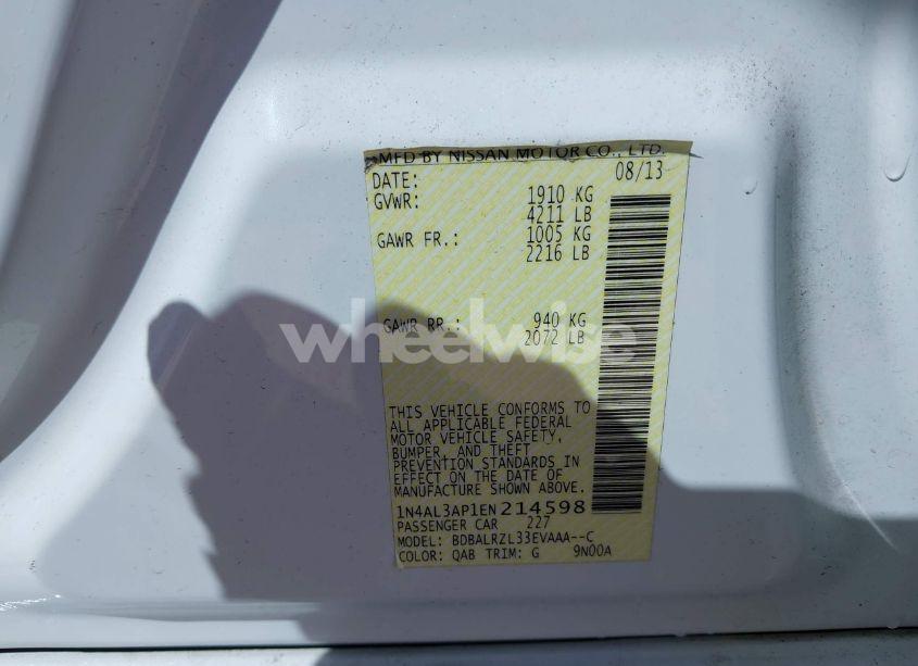 Photo 9 of 2014 Nissan Altima 2.5 S (VIN 1N4AL3AP1EN214598)