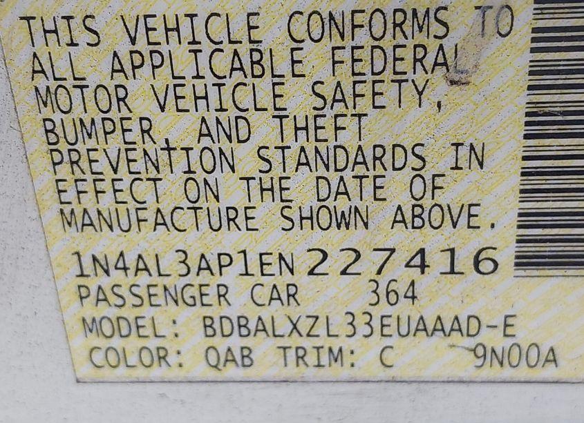 Photo 9 of 2014 Nissan Altima 2.5 SL (VIN 1N4AL3AP1EN227416)