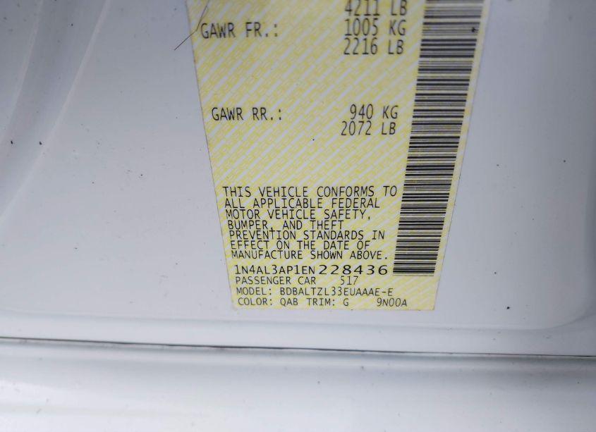 Photo 9 of 2014 Nissan Altima 2.5 SV (VIN 1N4AL3AP1EN228436)