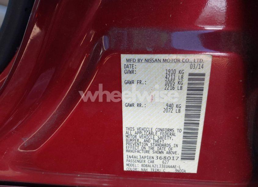 Photo 9 of 2014 Nissan Altima 2.5 SL (VIN 1N4AL3AP1EN368017)