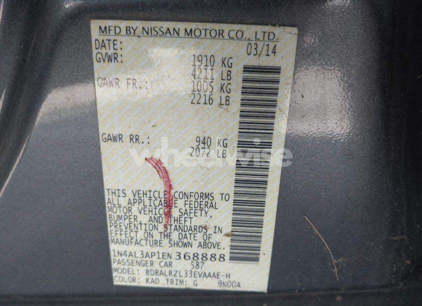 Photo 9 of 2014 Nissan Altima 2.5 S (VIN 1N4AL3AP1EN368888)