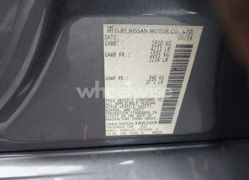 Photo 9 of 2014 Nissan Altima 2.5 S (VIN 1N4AL3AP1EN386209)