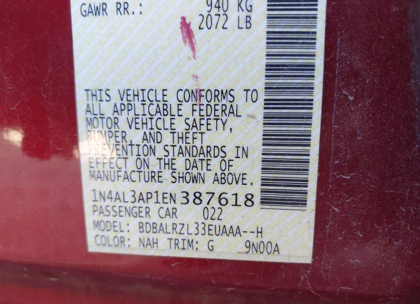 Photo 9 of 2014 Nissan Altima 2.5 S (VIN 1N4AL3AP1EN387618)