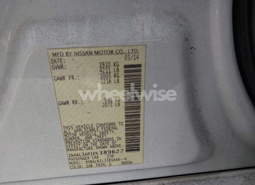 Photo 9 of 2014 Nissan Altima 2.5 S (VIN 1N4AL3AP1EN389627)