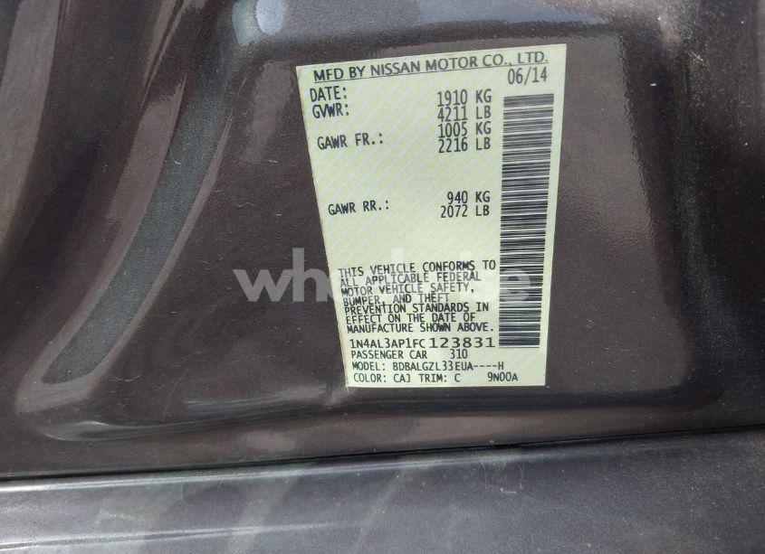 Photo 9 of 2015 Nissan Altima 2.5 S (VIN 1N4AL3AP1FC123831)