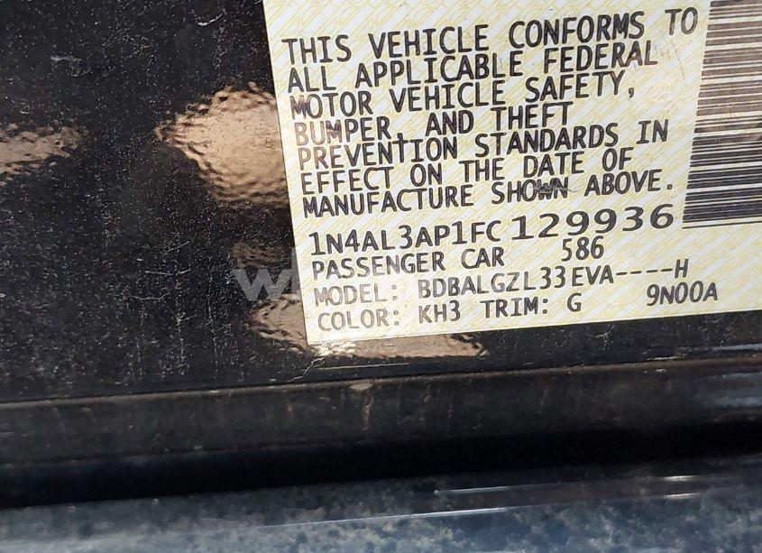 Photo 9 of 2015 Nissan Altima 2.5 S (VIN 1N4AL3AP1FC129936)