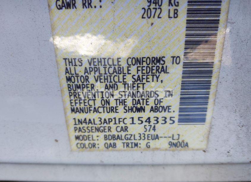 Photo 9 of 2015 Nissan Altima 2.5 S (VIN 1N4AL3AP1FC154335)