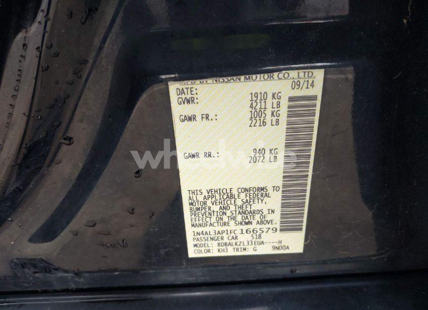 Photo 9 of 2015 Nissan Altima 2.5 SV (VIN 1N4AL3AP1FC166579)