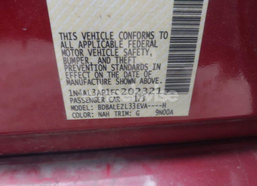 Photo 9 of 2015 Nissan Altima 2.5 S (VIN 1N4AL3AP1FC202321)