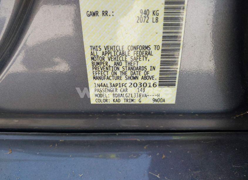 Photo 9 of 2015 Nissan Altima 2.5 S (VIN 1N4AL3AP1FC203016)