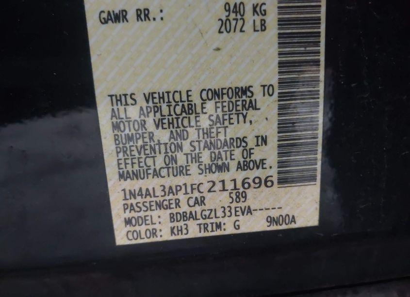 Photo 9 of 2015 Nissan Altima 2.5 S (VIN 1N4AL3AP1FC211696)