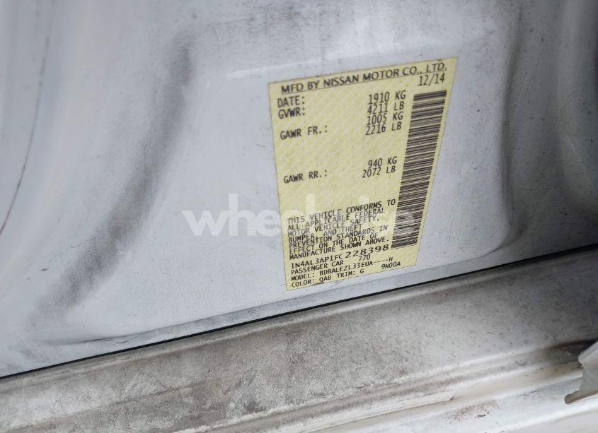 Photo 9 of 2015 Nissan Altima 2.5/2.5 S/2.5 SL/2.5 SV (VIN 1N4AL3AP1FC228398)