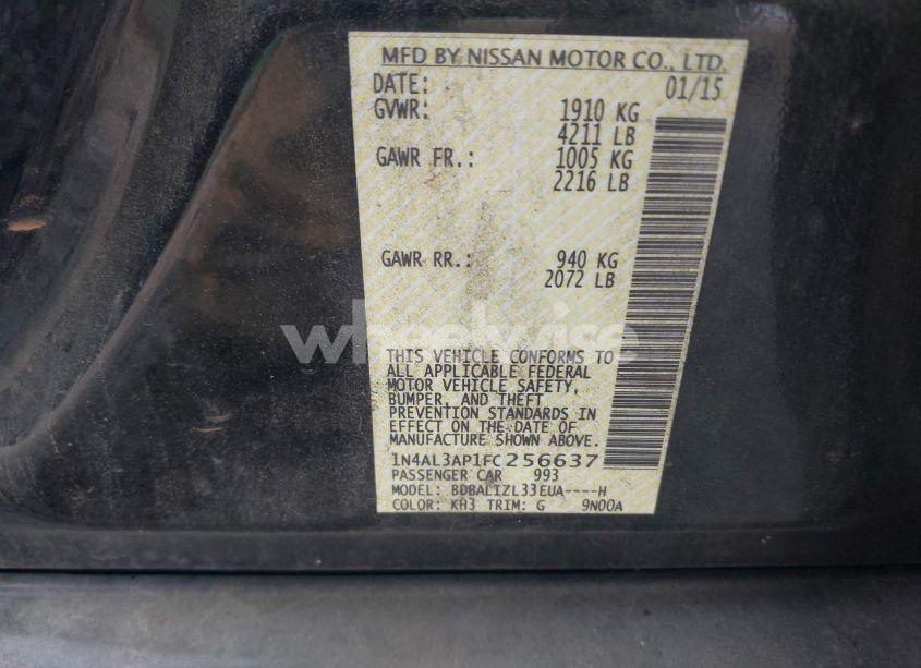 Photo 9 of 2015 Nissan Altima 2.5 SV (VIN 1N4AL3AP1FC256637)