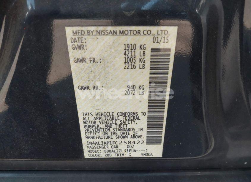 Photo 9 of 2015 Nissan Altima 2.5 SV (VIN 1N4AL3AP1FC258422)