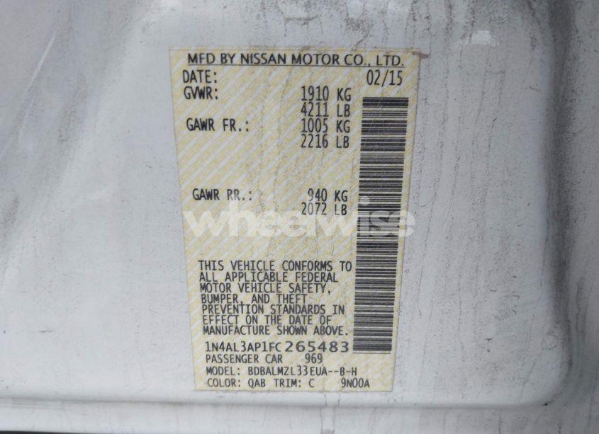 Photo 9 of 2015 Nissan Altima 2.5 SV (VIN 1N4AL3AP1FC265483)