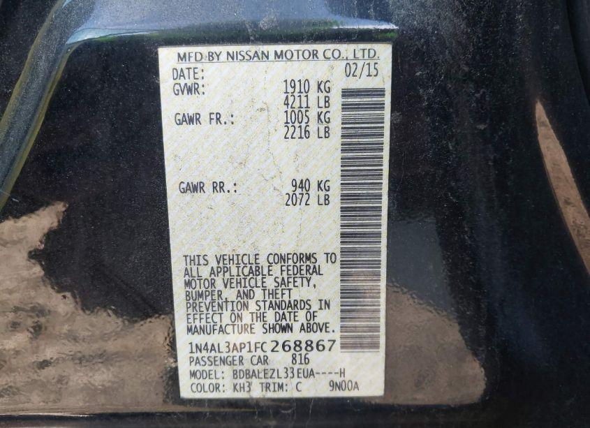 Photo 9 of 2015 Nissan Altima 2.5 S (VIN 1N4AL3AP1FC268867)