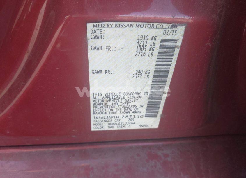 Photo 9 of 2015 Nissan Altima 2.5/2.5 S/2.5 SL/2.5 SV (VIN 1N4AL3AP1FC287130)