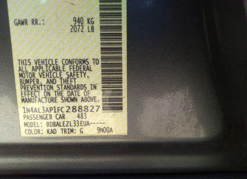 Photo 9 of 2015 Nissan Altima 2.5/2.5 S/2.5 SL/2.5 SV (VIN 1N4AL3AP1FC288827)