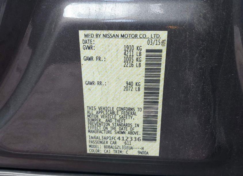 Photo 9 of 2015 Nissan Altima 2.5 S (VIN 1N4AL3AP1FC412336)