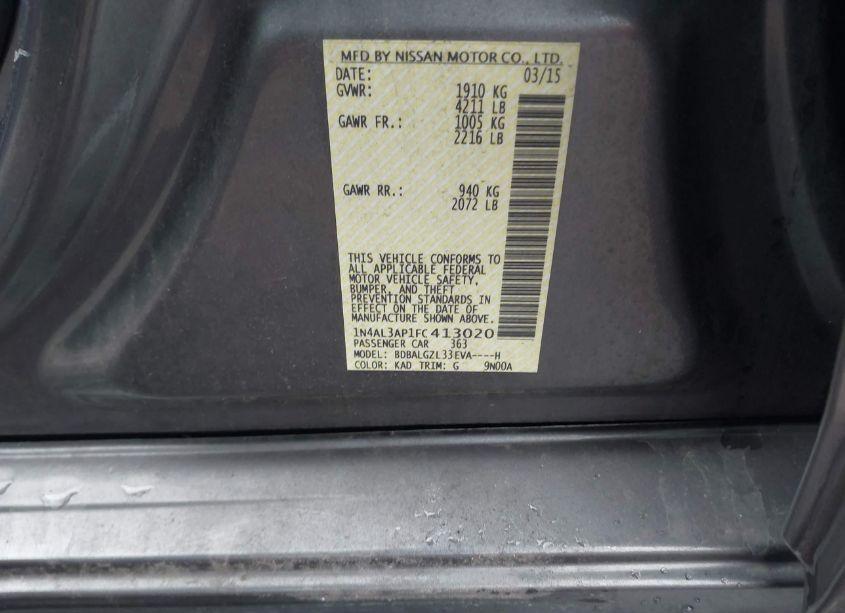 Photo 9 of 2015 Nissan Altima 2.5 S (VIN 1N4AL3AP1FC413020)