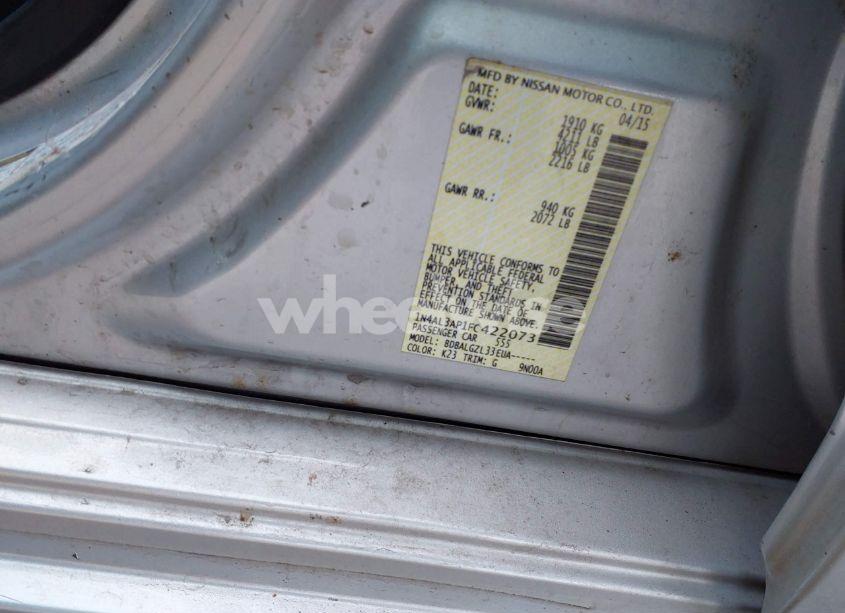 Photo 9 of 2015 Nissan Altima 2.5 S (VIN 1N4AL3AP1FC422073)