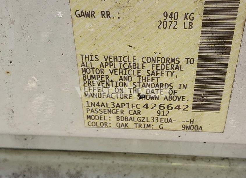 Photo 9 of 2015 Nissan Altima 2.5 S (VIN 1N4AL3AP1FC426642)