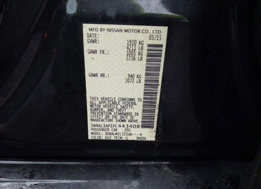 Photo 9 of 2015 Nissan Altima 2.5 SV (VIN 1N4AL3AP1FC443408)