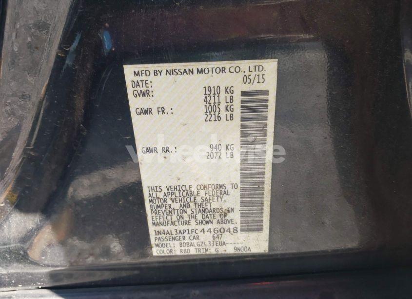 Photo 9 of 2015 Nissan Altima 2.5 S (VIN 1N4AL3AP1FC446048)