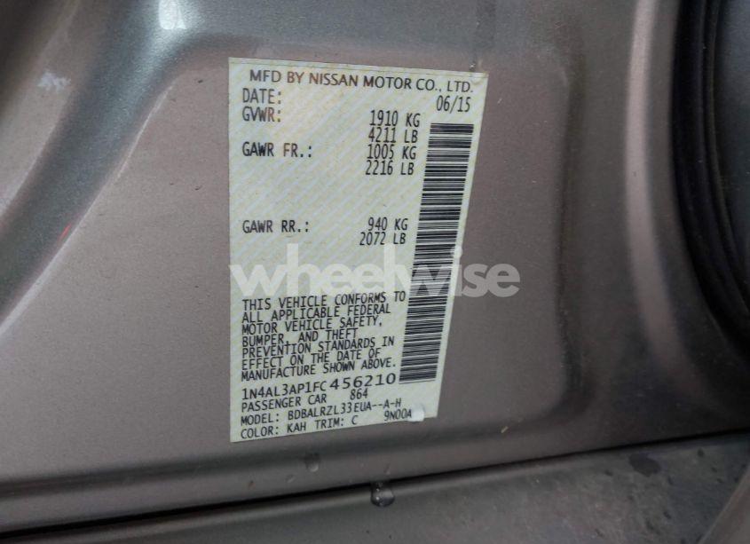 Photo 9 of 2015 Nissan Altima 2.5 SL (VIN 1N4AL3AP1FC456210)