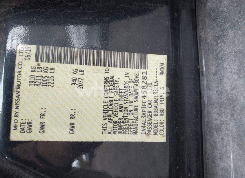 Photo 9 of 2015 Nissan Altima 2.5 SV (VIN 1N4AL3AP1FC458281)