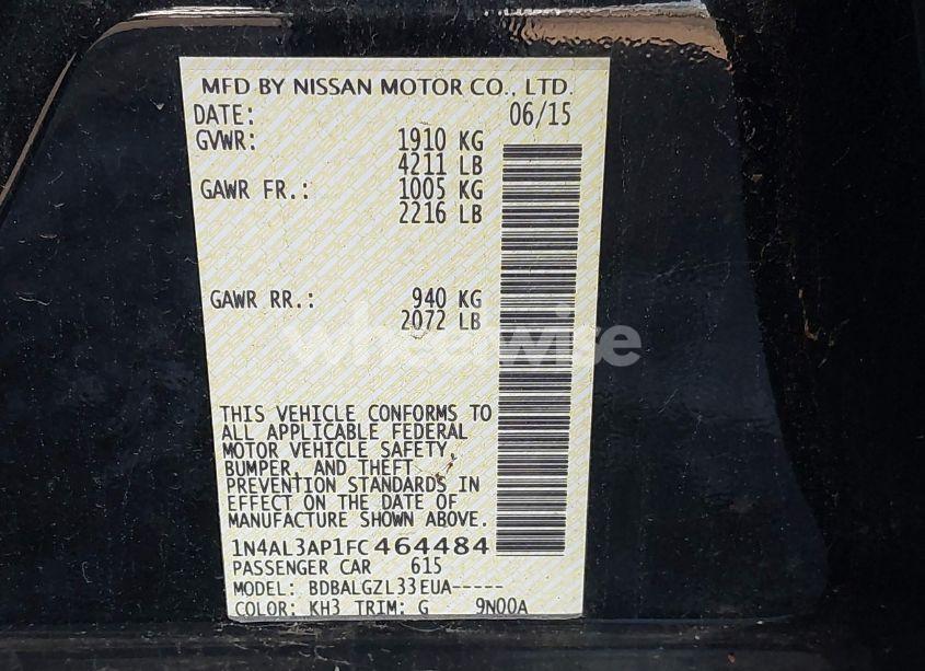 Photo 9 of 2015 Nissan Altima 2.5/2.5 S/2.5 SL/2.5 SV (VIN 1N4AL3AP1FC464484)