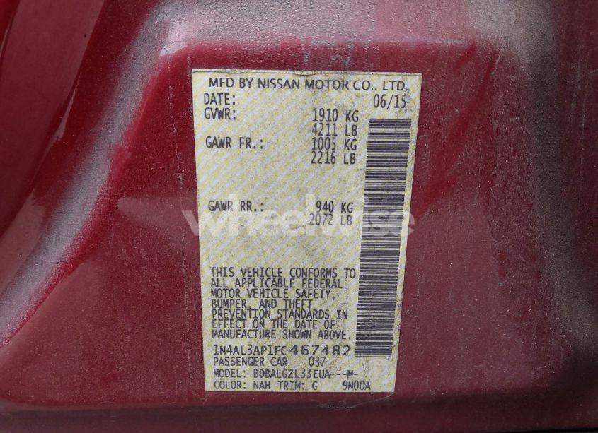 Photo 9 of 2015 Nissan Altima 2.5 S (VIN 1N4AL3AP1FC467482)