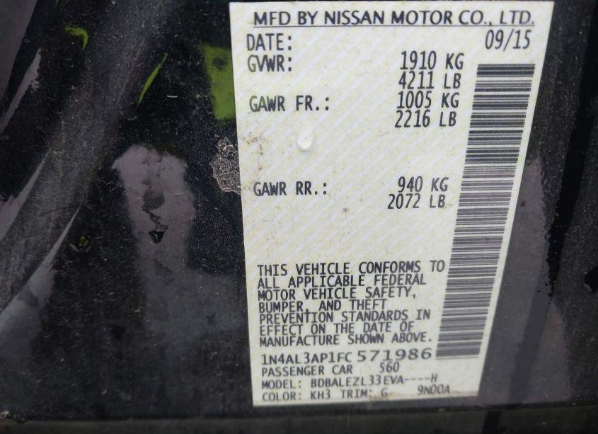 Photo 9 of 2015 Nissan Altima 2.5 S (VIN 1N4AL3AP1FC571986)