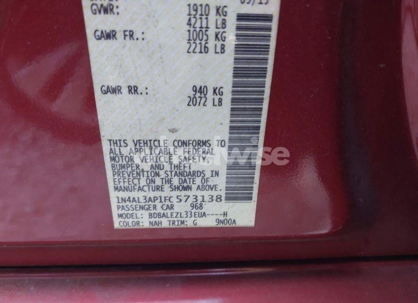 Photo 9 of 2015 Nissan Altima 2.5 S (VIN 1N4AL3AP1FC573138)