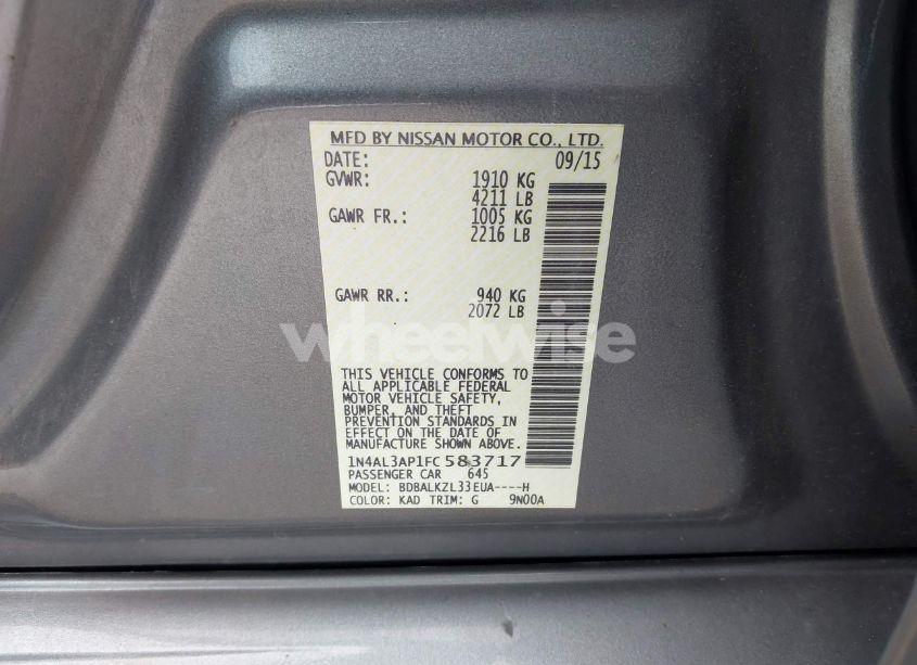 Photo 9 of 2015 Nissan Altima 2.5 SV (VIN 1N4AL3AP1FC583717)