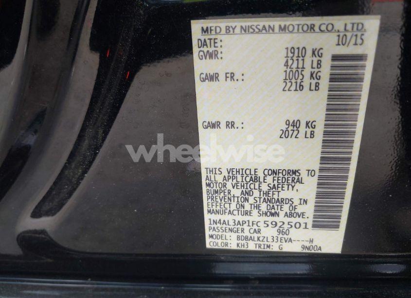 Photo 9 of 2015 Nissan Altima 2.5 SV (VIN 1N4AL3AP1FC592501)