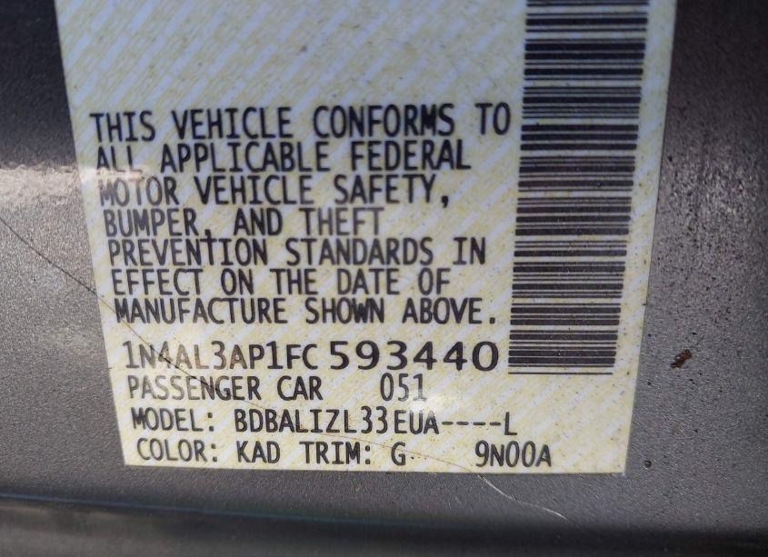 Photo 9 of 2015 Nissan Altima 2.5 SV (VIN 1N4AL3AP1FC593440)