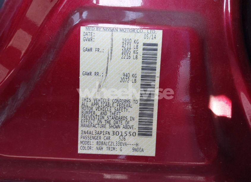 Photo 9 of 2015 Nissan Altima 2.5 S (VIN 1N4AL3AP1FN301550)