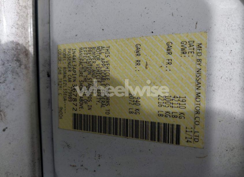 Photo 9 of 2015 Nissan Altima 2.5 S (VIN 1N4AL3AP1FN367872)