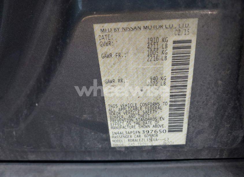 Photo 9 of 2015 Nissan Altima 2.5 S (VIN 1N4AL3AP1FN397650)