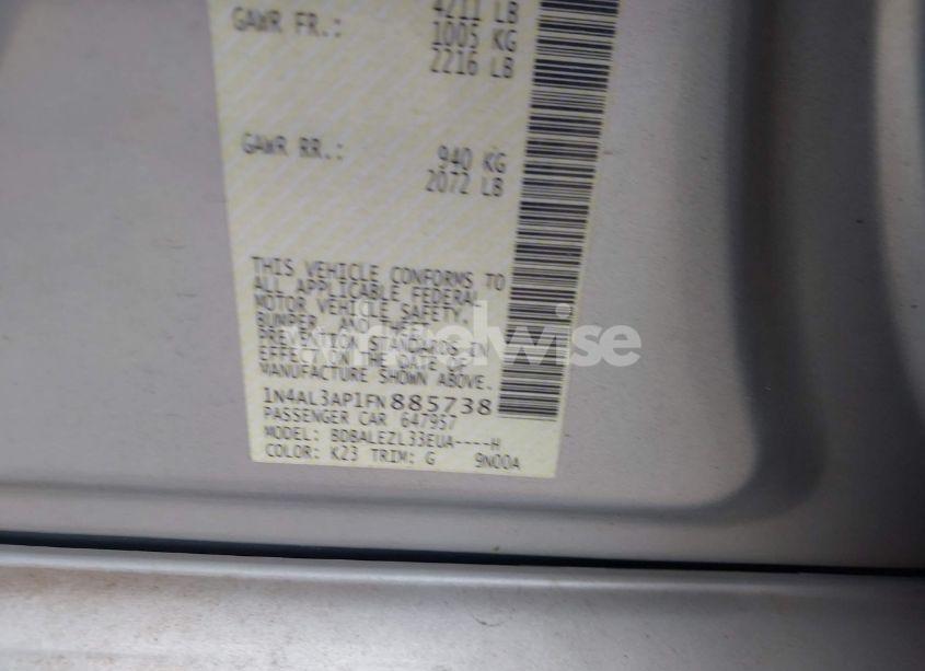 Photo 9 of 2015 Nissan Altima 2.5 S (VIN 1N4AL3AP1FN885738)