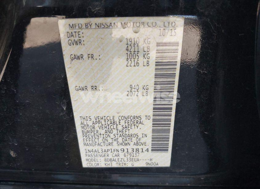 Photo 9 of 2015 Nissan Altima 2.5 S (VIN 1N4AL3AP1FN913814)