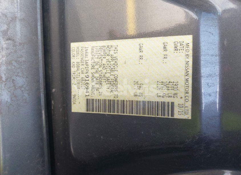 Photo 9 of 2015 Nissan Altima 2.5 SL (VIN 1N4AL3AP1FN916941)